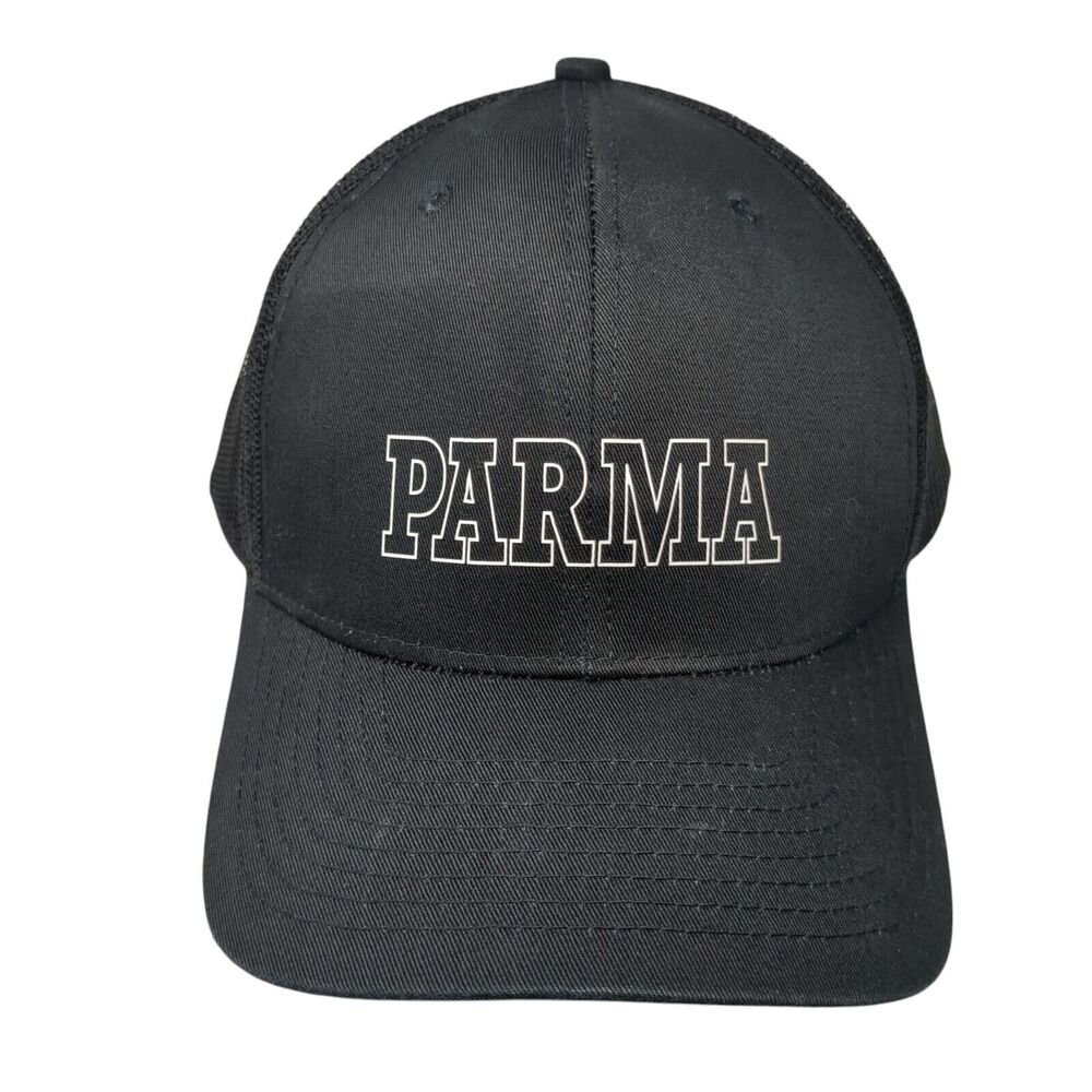 PARMA Snapback Trucker Hat Black One Size Adjustable Mesh Back NV Caps